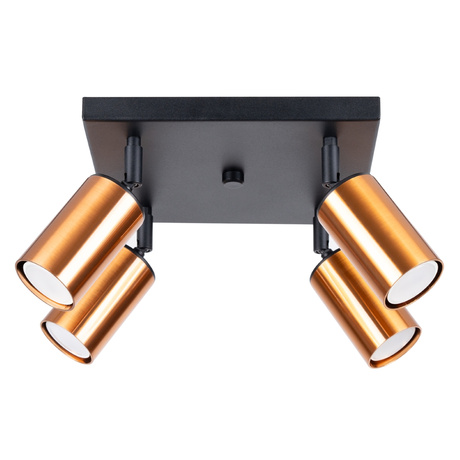 Ceiling lamp WINX 4 black/copper + 4x LED Bulb GU-10 3000K Warm 7W 510lm