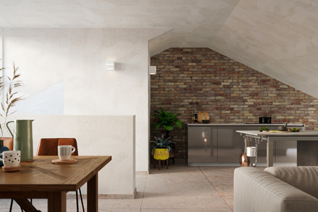 Wall ceramic lamp LEO LINE white + 1x LED Bulb E27 4000K Cool White 7.5W 650lm