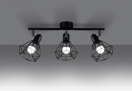 Ceiling lamp ARTEMIS 3 black + 3x LED Bulb E14 3000K Warm 7.5W 620lm