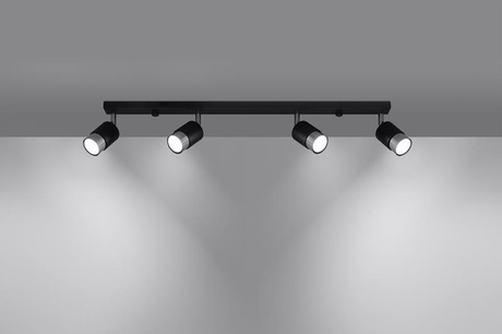 Ceiling lamp NERO 4 black/chrome + 4x LED Bulb GU-10 4000K Cool White 7W 630lm