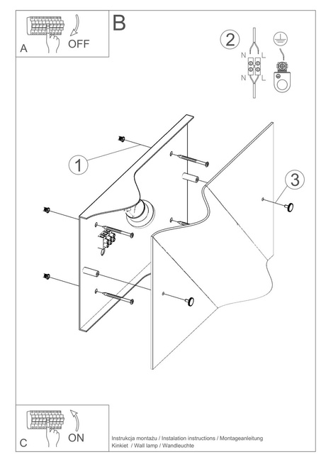 Wall lamp BUBBLE + 1x LED Bulb E27 4000K Cool White 7.5W 650lm