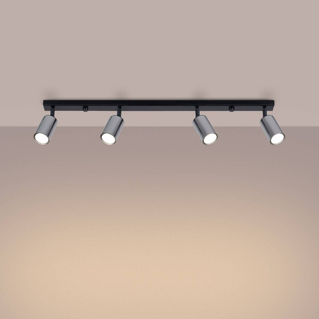 Ceiling lamp WINX 4L black/chrome + 4x LED Bulb GU-10 4000K Cool White 7W 530lm