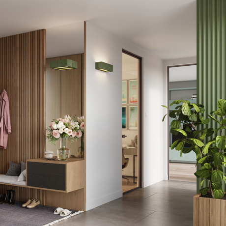 Wall lamp ceramic RIGATA olive green