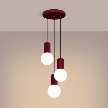 Pendant lamp HALO 3P burgundy