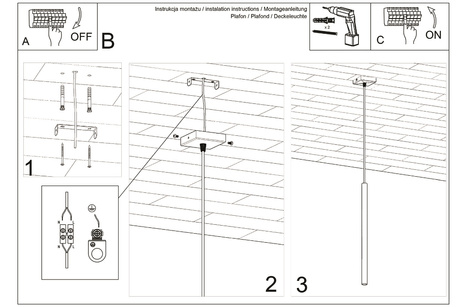 Ceiling pendant PASTELO 1 white + 1x LED Bulb G9 3000K Warm 4.5W 510lm