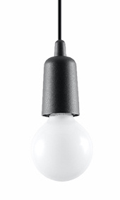 Hanging lamp DIEGO 1 black + 1x LED Bulb E27 3000K Warm 7.5W 620lm