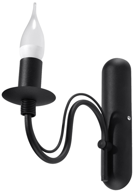 Wall lamp MINERVA black + 1x LED Bulb E14 3000K Warm 7.5W 620lm