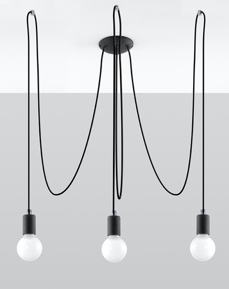 Hanging lamp EDISON 3 black + 3x LED Light Bulb E27 4000K Cool White 7.5W 650lm