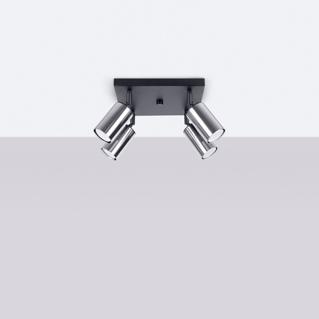 Ceiling lamp WINX 4 black/chrome + 4x LED Bulb GU-10 3000K Warm 7W 510lm