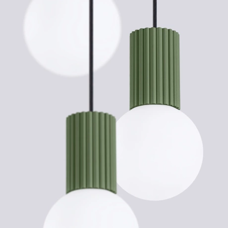 Pendant lamp HALO 3P olive green