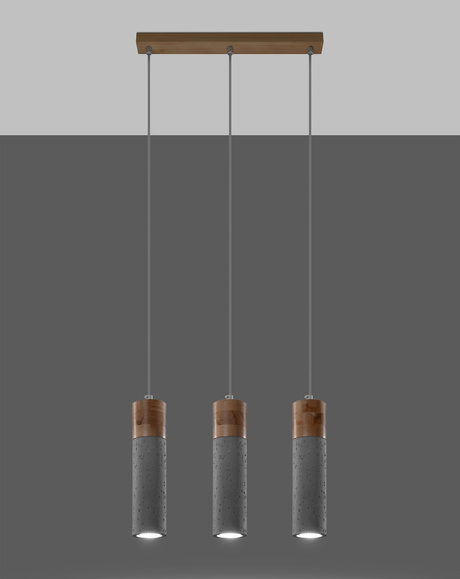 Hanging lamp ZANE 3 grey + 3x LED Bulb GU-10 3000K Warm White 7W 620lm