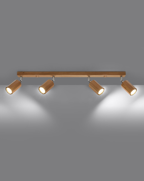 Ceiling lamp ZEKE 4 oak + 4x LED Bulb GU-10 4000K Cool White 7W 630lm