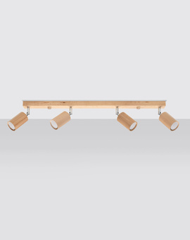 Ceiling lamp BERG 4 natural wood + 4x LED Bulb GU-10 4000K Cool White 7W 630lm