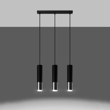Pendant lamp LOOPEZ 3L black/chrome