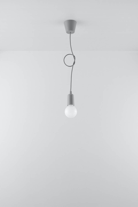 Ceiling pendant DIEGO 1 grey + 1x LED Bulb E27 4000K Cool White 7.5W 650lm