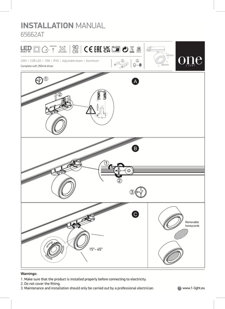 GLIM black LED 3000K 15W 1500lm