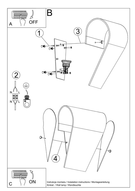 Wall lamp CLINO 1 + 1x LED Bulb E27 3000K Warm 7.5W 620lm