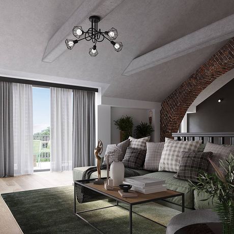 Ceiling lamp ARTEMIS 2 black + 2x LED light bulb E14 3000K Warm 7.5W 620lm