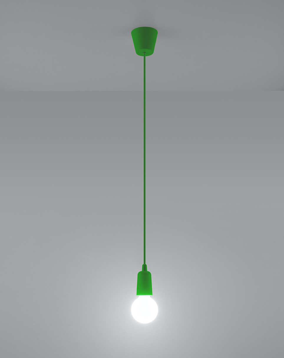 Ceiling pendant lamp DIEGO 1 green + 1x LED Bulb E27 4000K Cool White 7.5W 650lm.