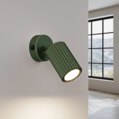 Wall lamp KARBON olive green with a switch