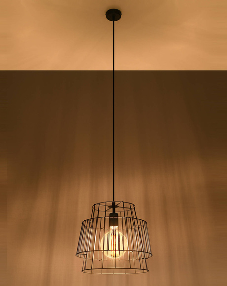 Pendant lamp GATE black + 1x LED Bulb E27 3000K Warm 7.5W 620lm