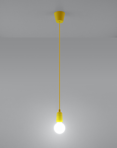 Hanging lamp DIEGO 1 yellow + 1x LED Bulb E27 4000K Cool White 7.5W 650lm