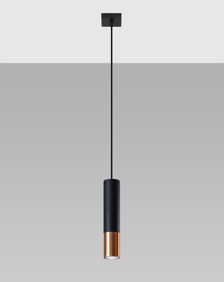 Hanging Lamp LOOPEZ 1 black/copper + 1x LED Bulb GU-10 4000K Cool White 7W 630lm