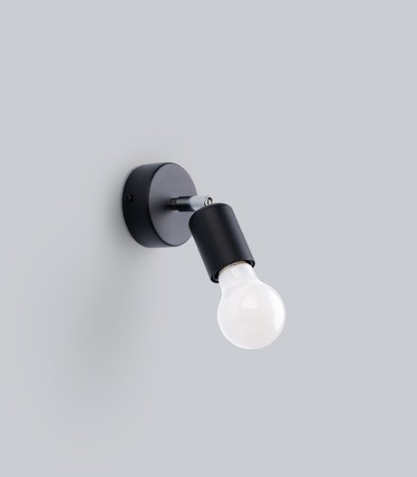 Wall lamp FORNES 1 in black + 1x LED Bulb E27 3000K Warm White 7.5W 620lm
