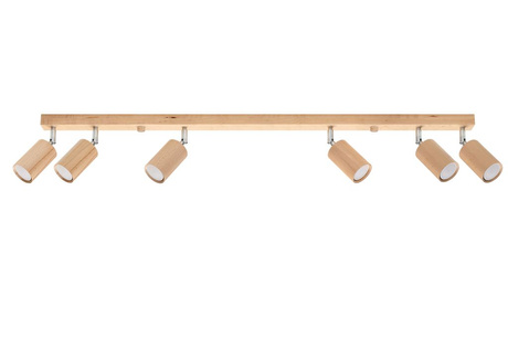 Ceiling lamp BERG 6 natural wood + 6x LED Bulb GU-10 3000K Warm 7W 620lm