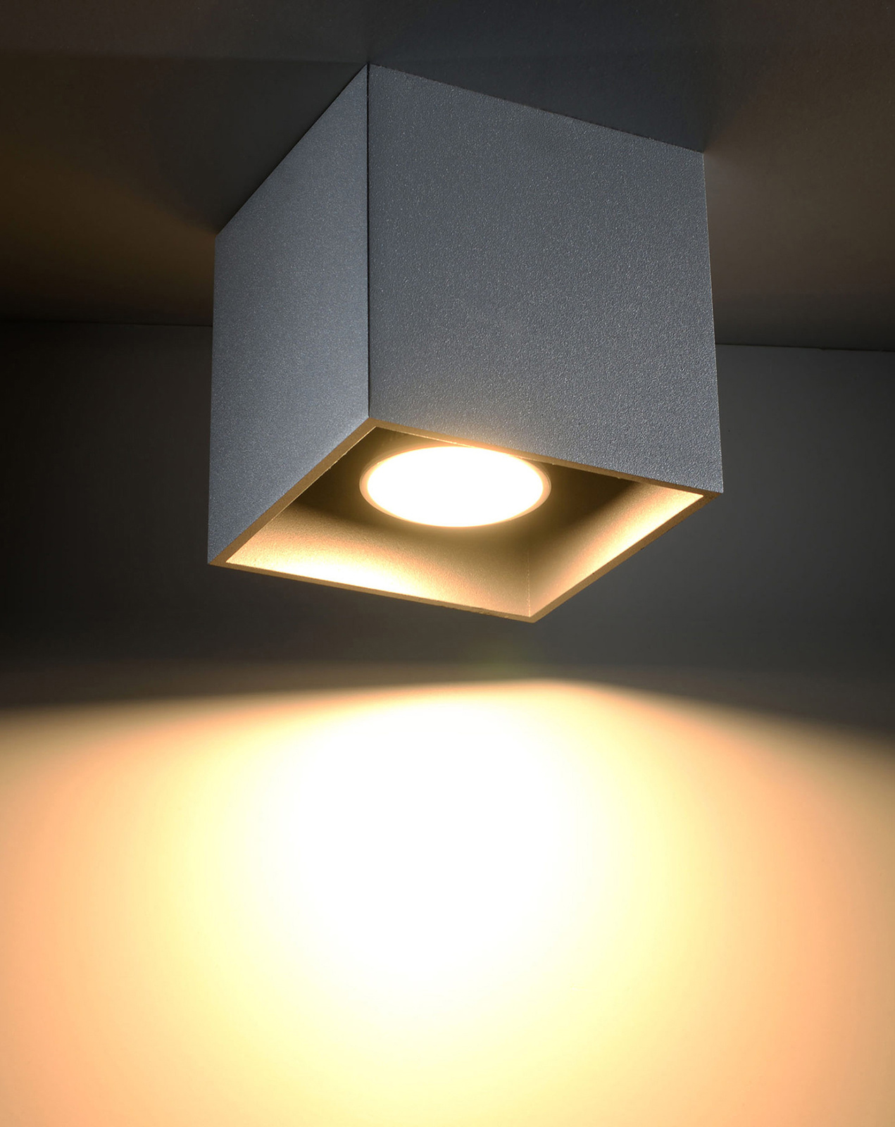 Ceiling lamp QUAD 1 gray + 1x LED bulb GU-10 4000K Cool 7W 630lm