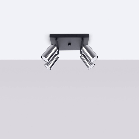 Ceiling lamp WINX 4 black/chrome + 4x LED Bulb GU-10 3000K Warm 7W 510lm