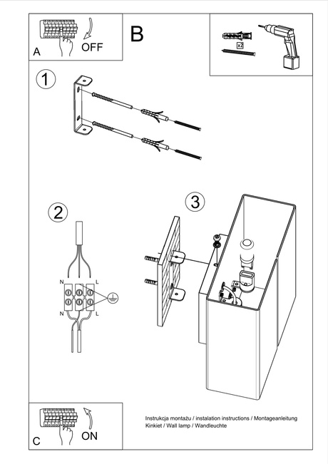 Wall lamp LINEA white + 2x LED Bulb G9 4000K Cool White 4.5W 530lm