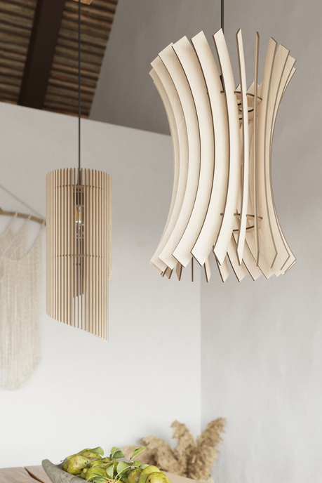 Hanging lamp ALEXIA natural wood + 1x LED Bulb E27 3000K Warm 7.5W 620lm