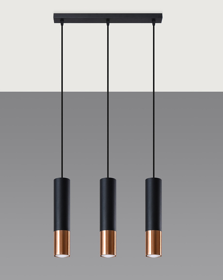 Ceiling lamp LOOPEZ 3L black/copper + 3x LED Bulb GU-10 4000K Cool White 7W 630lm.