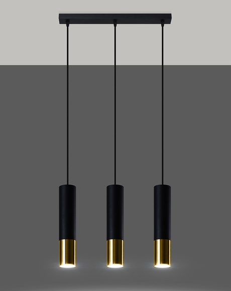 Pendant Lamp LOOPEZ 3L black/gold + 3x LED Bulb GU-10 3000K Warm 7W 620lm