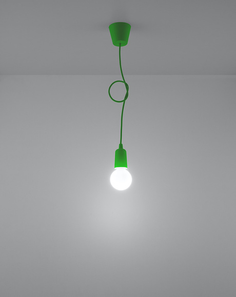 Hanging lamp DIEGO 1 green + 1x LED Bulb E27 3000K Warm White 7.5W 620lm