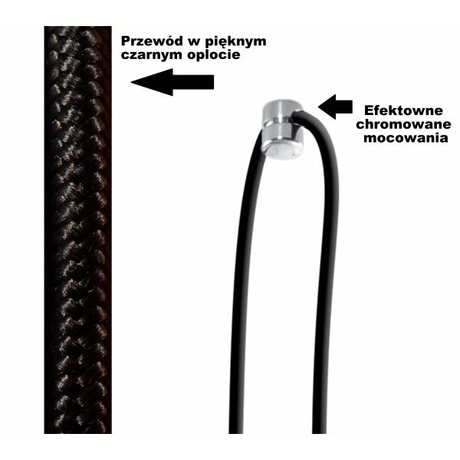 Pendant lamp EDISON 1 LONG black + 1x LED Bulb E27 3000K Warm 7.5W 620lm