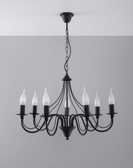 Chandelier MINERWA 7 black + 7x LED Bulb E14 3000K Warm 7.5W 620lm