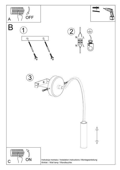 Wall lamp AXIL black + 1x LED Bulb G9 3000K Warm 4.5W 510lm