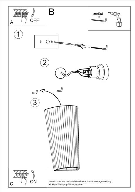Wall lamp ceramic LANA white + 1x LED Bulb E27 3000K Warm 7.5W 620lm