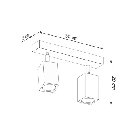 Ceiling lamp KEKE 2 oak + 2x LED bulb GU-10 3000K Warm 7W 620lm