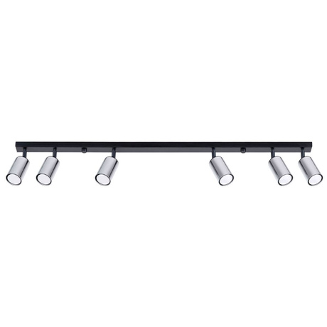 Ceiling Lamp WINX 6L black/chrome + 6x LED Bulb GU-10 3000K Warm 7W 510lm