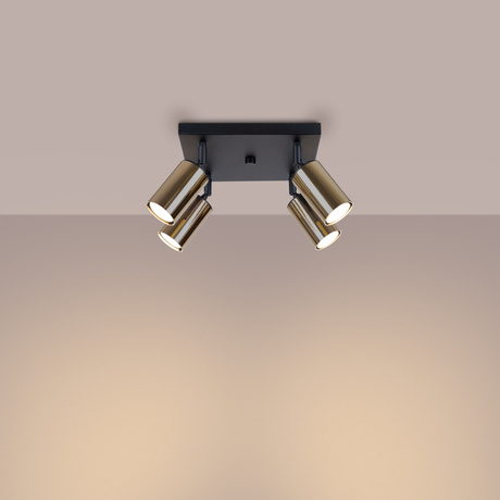 Ceiling lamp WINX 4 black/gold + 4x LED Bulb GU-10 4000K Cool White 7W 530lm