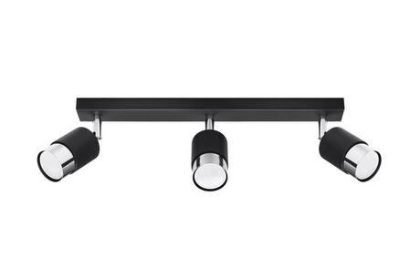 Ceiling lamp NERO 3 black/chrome + 3x LED Bulb GU-10 4000K Cool White 7W 630lm