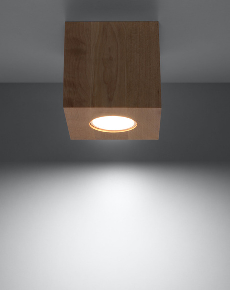 Ceiling lamp QUAD with natural wood + 1x LED Bulb GU-10 3000K Warm 7W 620lm