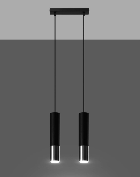 Pendant Lamp LOOPEZ 2 black/chrome + 2x LED Bulb GU-10 4000K Cool White 7W 630lm