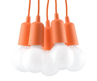 Hanging lamp DIEGO 5 in orange + 5x LED Bulb E27 4000K Cool White 7.5W 650lm