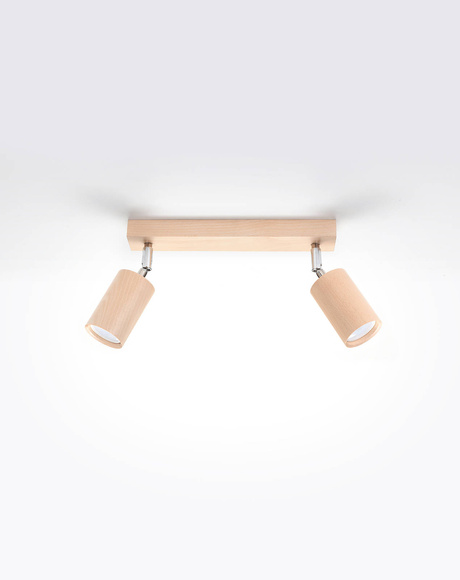 Ceiling lamp BERG 2 natural wood + 2x LED bulb GU-10 3000K Warm 7W 620lm