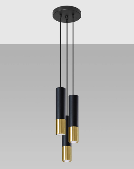 Pendant Lamp LOOPEZ 3P black/gold + 3x LED Bulb GU-10 4000K Cool White 7W 630lm