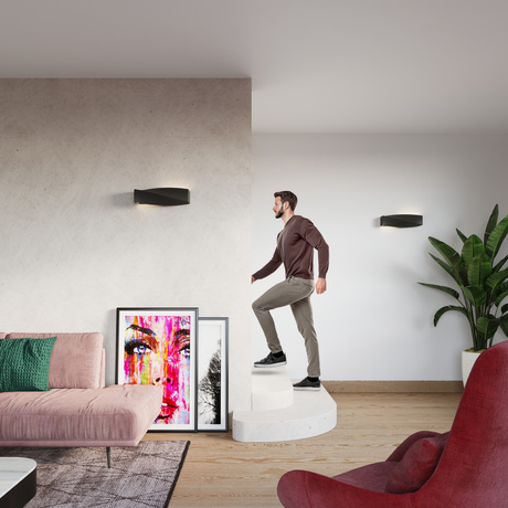 Wall-mounted ceramic lamp SIGMA in black + 1x LED Bulb E27 4000K Cool White 7.5W 650lm